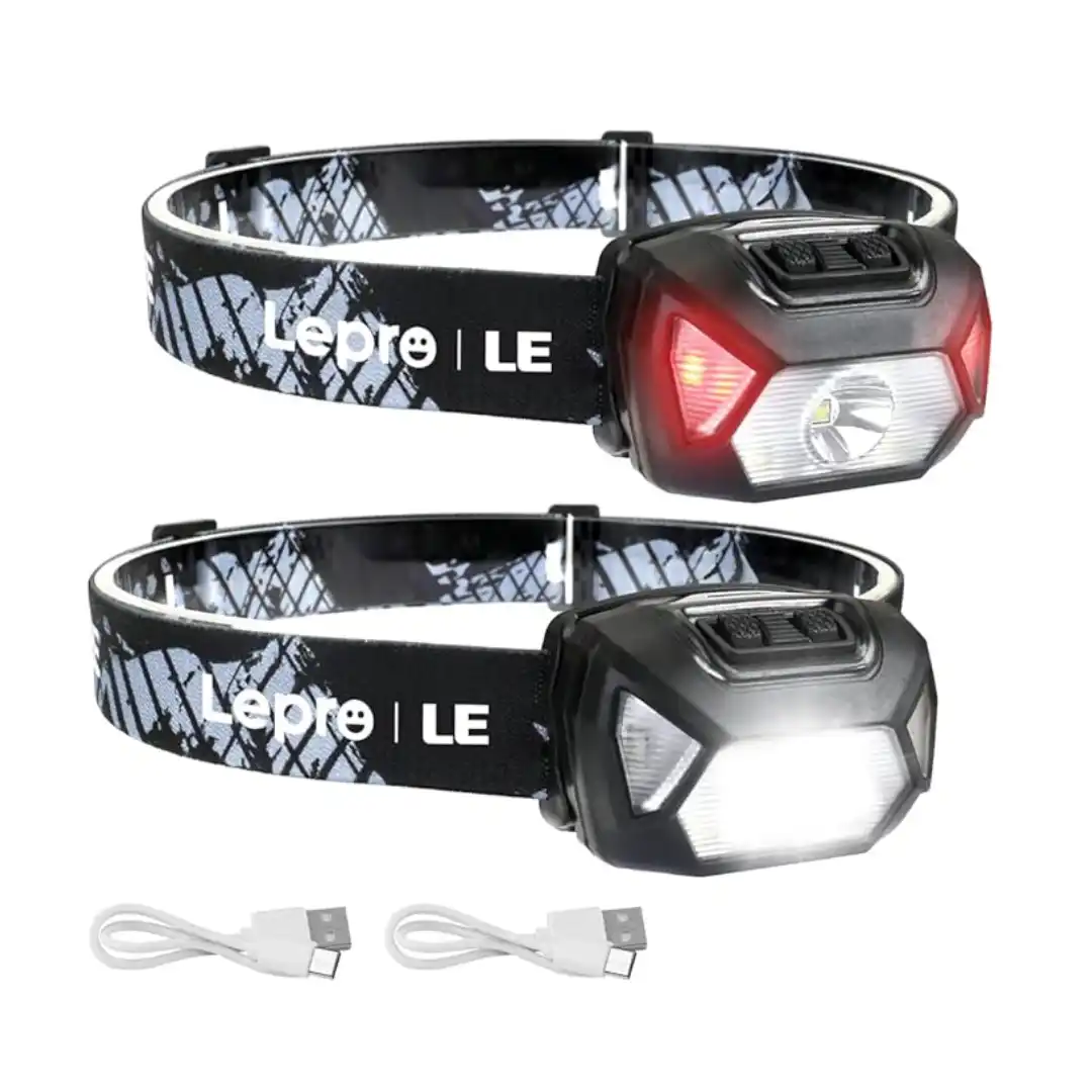 Linterna frontal LED recargable por USB con batería de larga duración e impermeabilidad IPX4