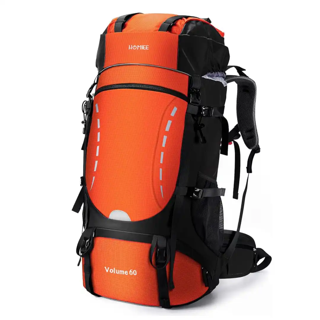 Mochila de trekking ultraligera Homiee 60 litros de solo 1kg con bolsillo inferior para zapatos