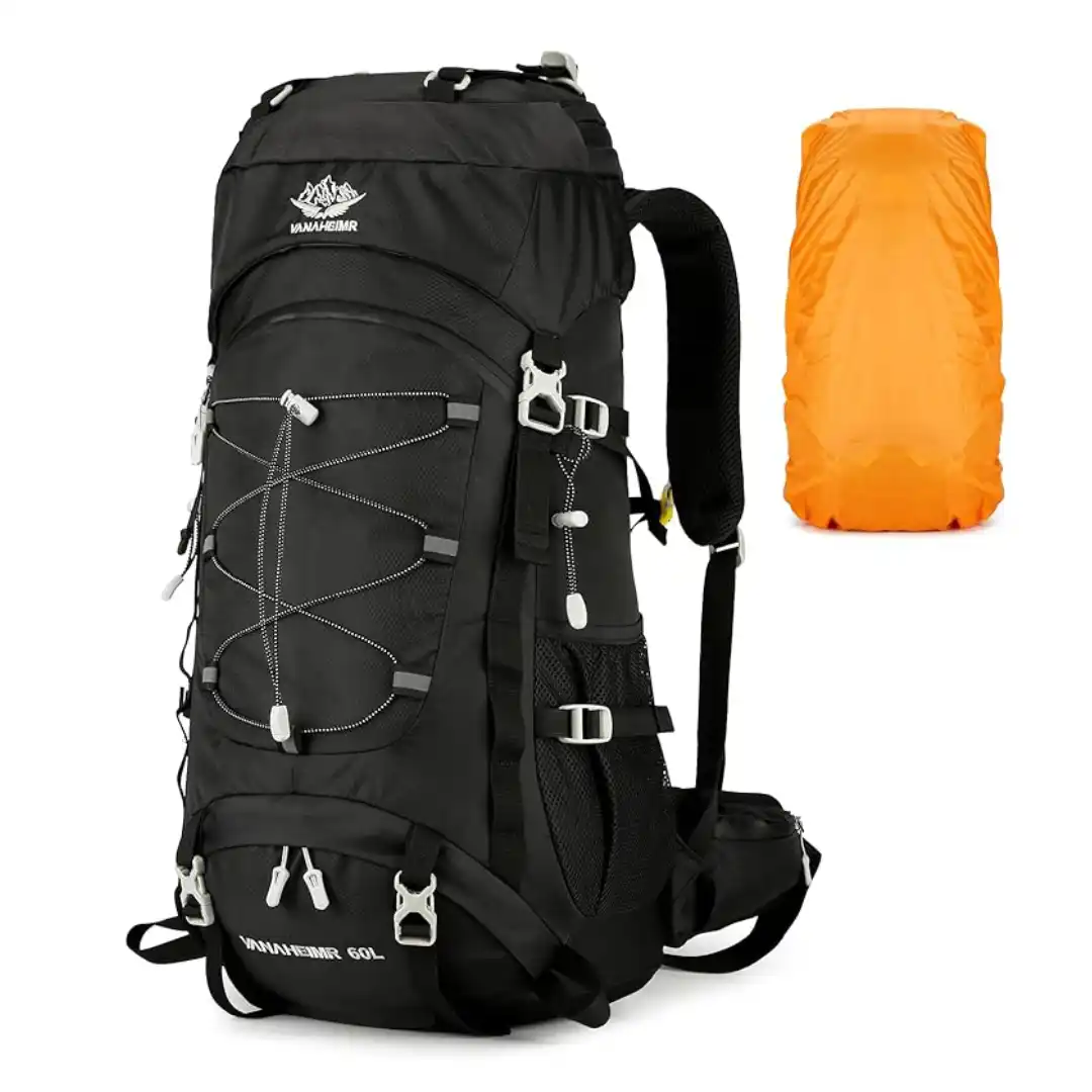 Mochila de supervivencia Bagroups 60 litros con respaldo ergonómico 3D transpirable y silbato de emergencia