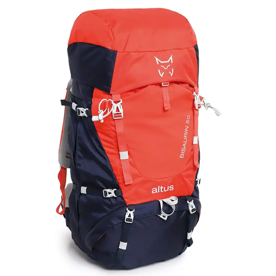 Mochila de travesía Altus Bisaurin 50 litros con espalda regulable Aishos y compartimento inferior de doble acceso
