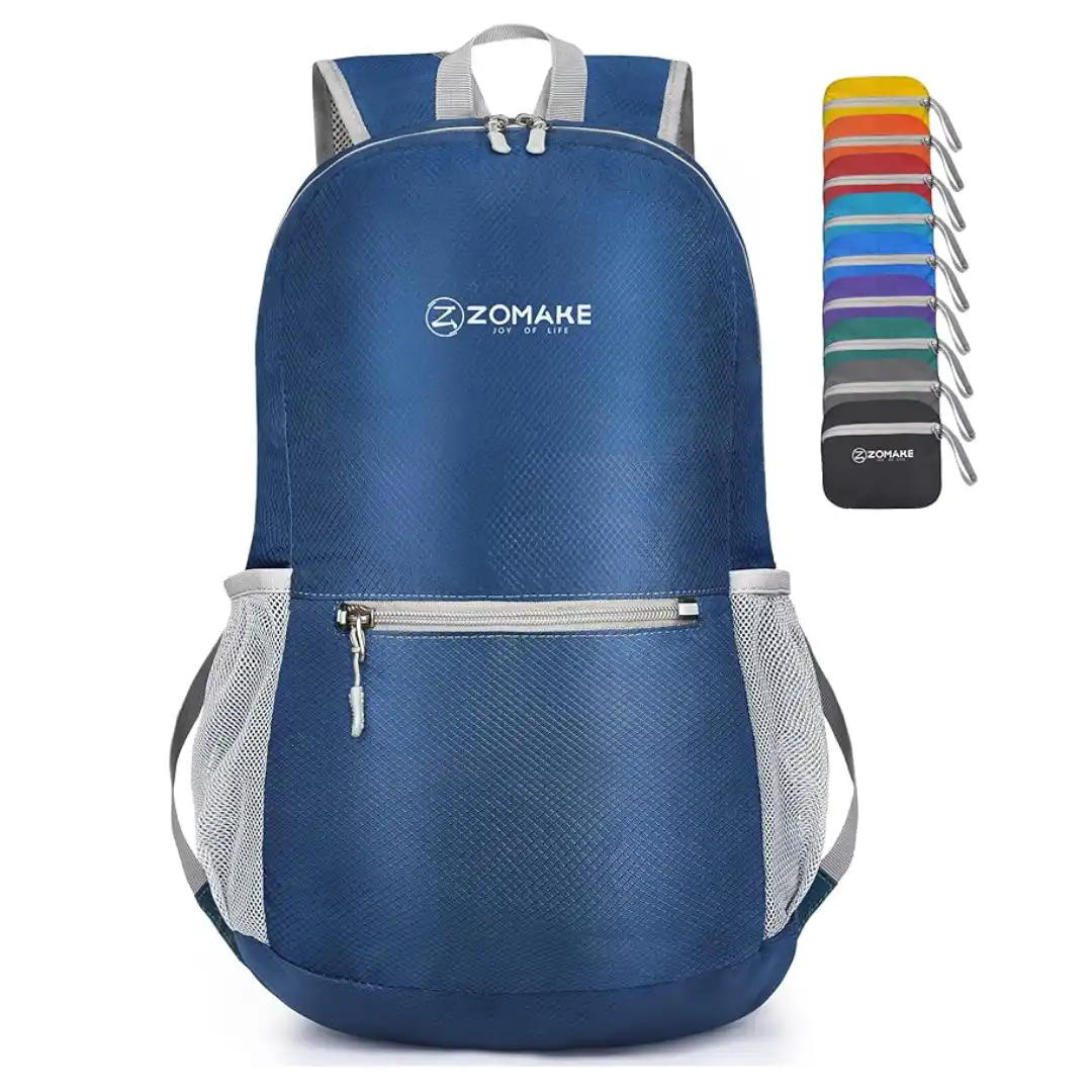 Mochila plegable ultraligera Zomake 20L que se guarda en una bolsa tamaño sándwich