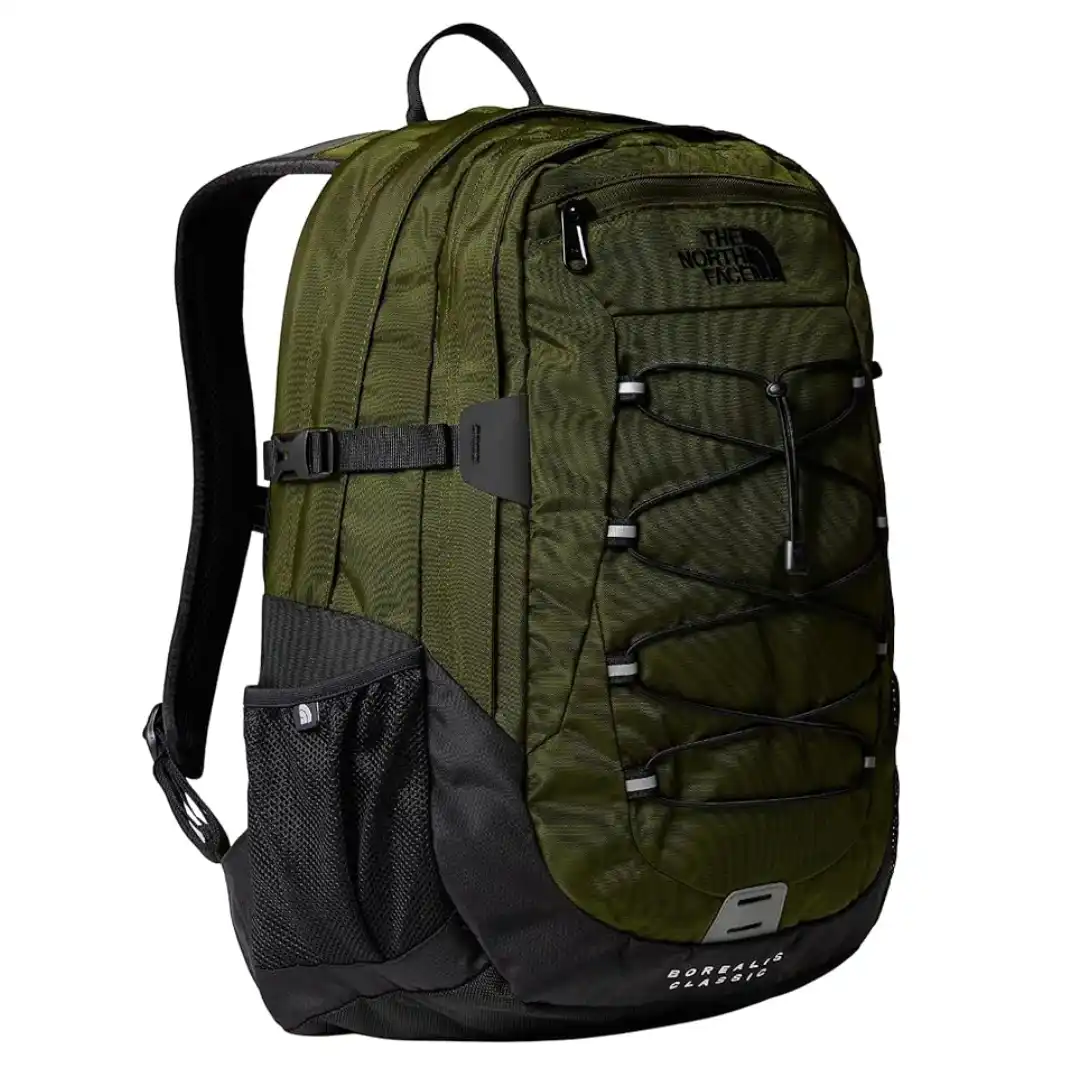 Mochila de senderismo The North Face Borealis Classic color verde bosque con puerto de hidratación y base reforzada