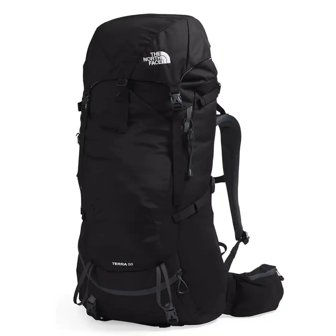 Mochila de montaña The North Face Terra 55 litros con apertura frontal completa en U y correas para esterilla